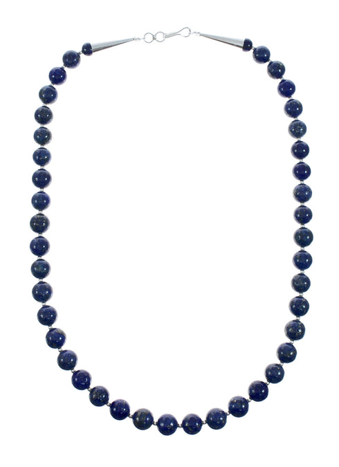 Navajo Lapis Sterling Silver And Bead Pendant Necklace Set X10694